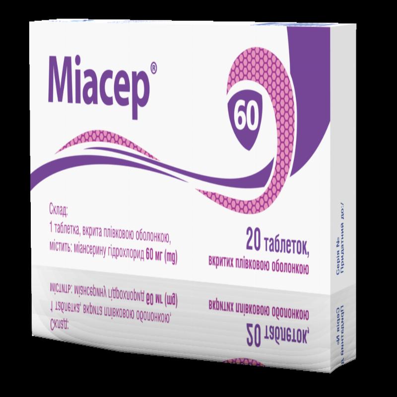 Міасер табл.в / пл.об. 60мг N20 (10х2) блістер